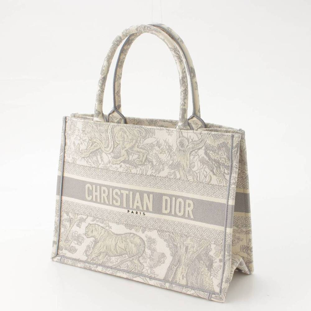 Dior Tote dOi  Toile Book Jeux Canvas White Christian Gray